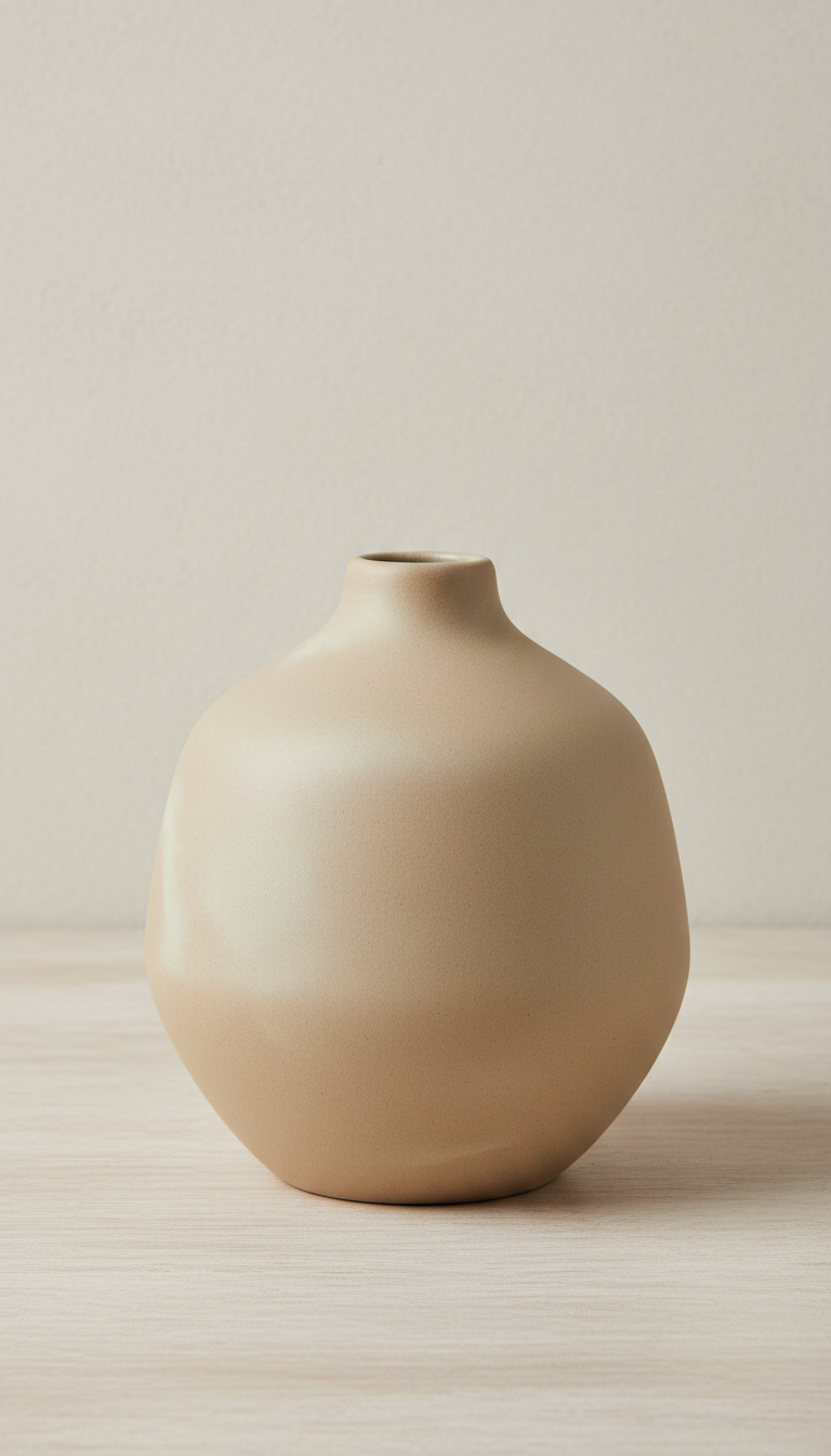 Vase en céramique beige galet